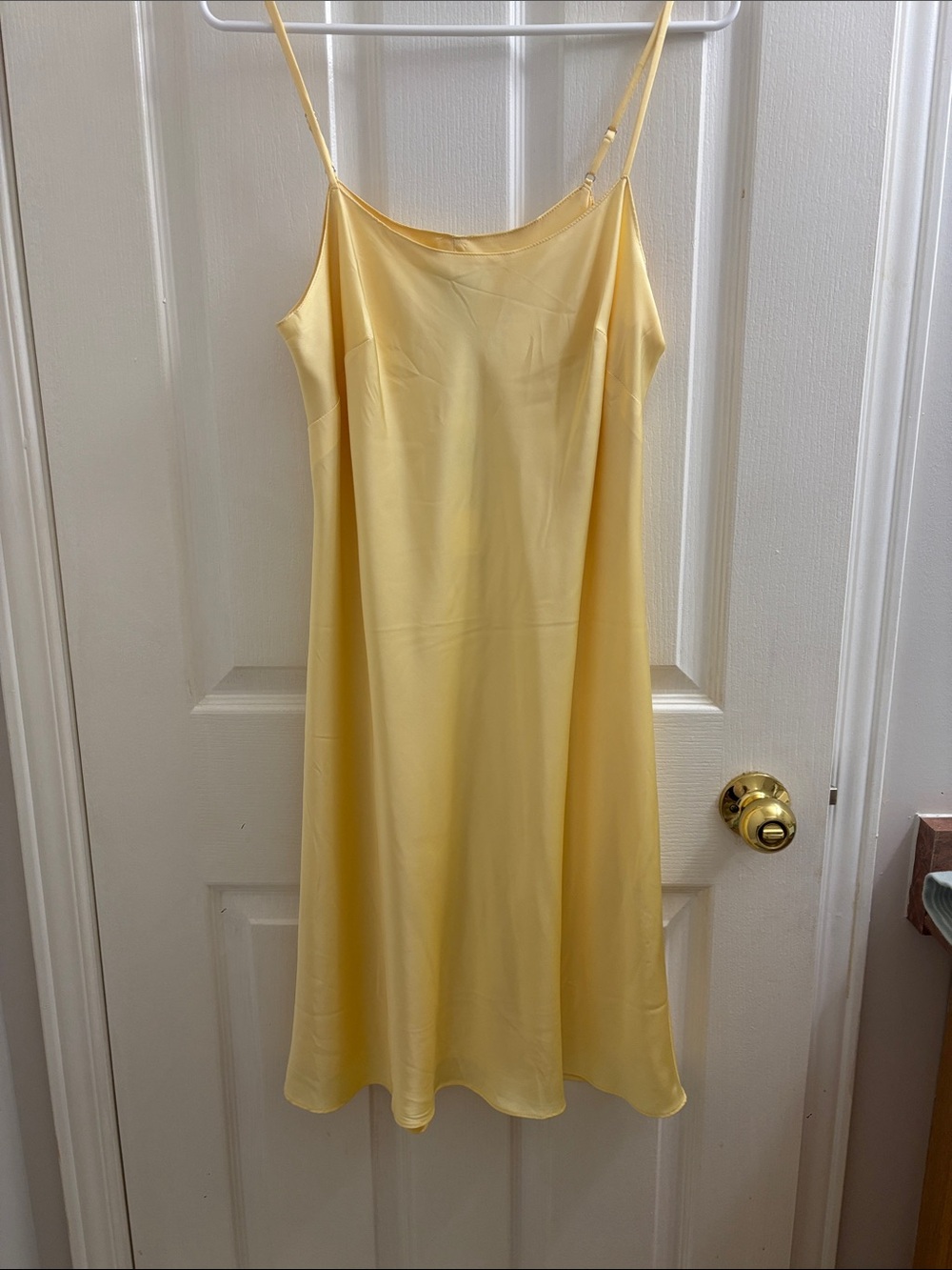 Calvin Klein Soft Lemon Satin Slip Mini Dress